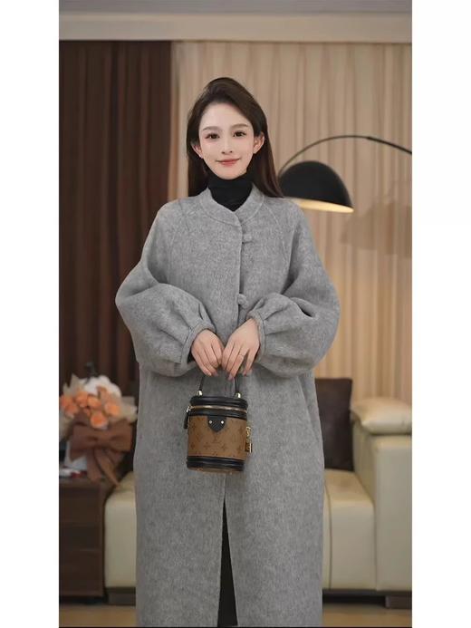 【YW】无忧购“”新中式简约宽松温柔风立领时尚百搭长款秋冬羊毛大衣6629（截单后3-5天发货） 商品图2