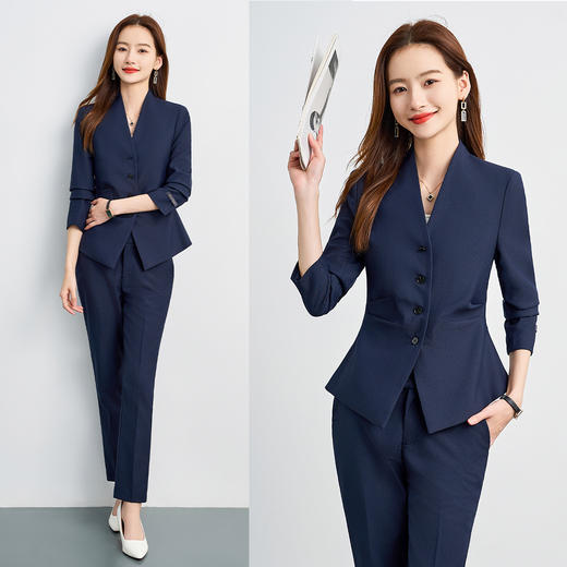 【西服+西裤】罗蒙女士纯色职业西服套装舒适通勤时尚两件套女百搭 商品图7
