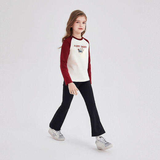 笛莎Deesha 童装女童T恤2025秋新款女童爱心字母小狗插肩袖T恤 商品图2