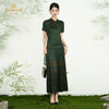 乔万尼新品松绿色云涧山景图新中式100%真丝上衣ED2C448 商品缩略图3