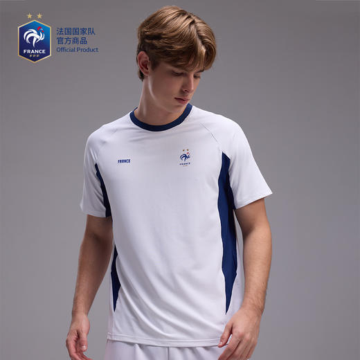 【官方正版】法国国家队丨白色速干T恤撞色拼接夏季时尚圆领深蓝小撞色 商品图1