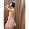 DUO智仙粉标少女雏菊淡粉色真丝混纺印花吊带连衣裙和夏日小披肩 商品缩略图2