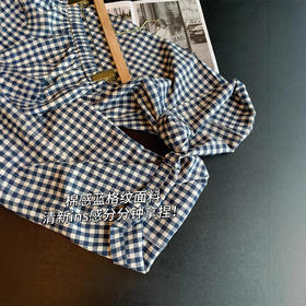 棉感蓝格纹面料！清新ins感分分钟拿捏!宽松显瘦阔腿休闲裤子夏25年新款！