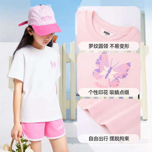【热卖🔥】【凉感面料】女童圆领短袖SORONA针织衫夏季新款安奈儿童装EG521169 商品图4