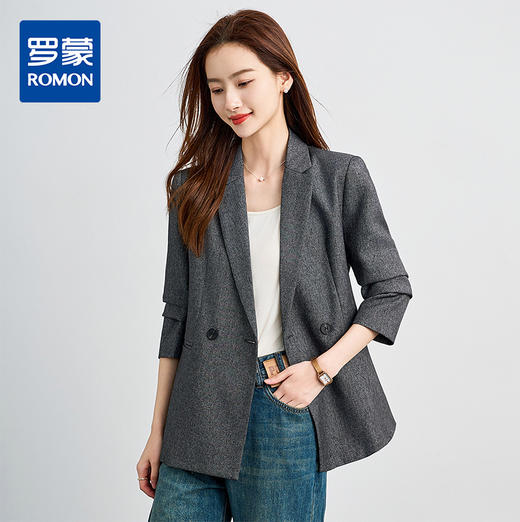 【易打理】罗蒙气质时尚女士休闲西服宽松显瘦挺阔上衣高级感西装外套 商品图0