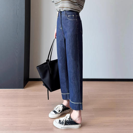 显瘦显高！版型绝了！2025四面弹中高腰牛仔直筒九分裤女款！ 商品图1