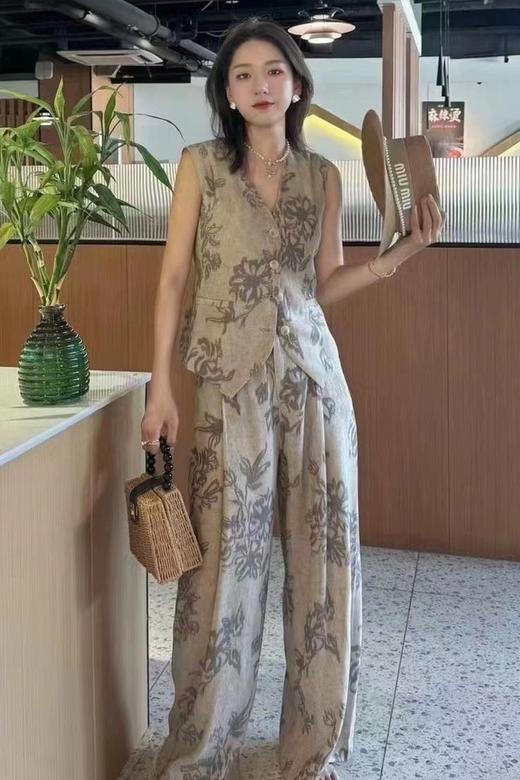 ESTELLICA 禅意文艺印花马夹背心套装 20825 商品图5