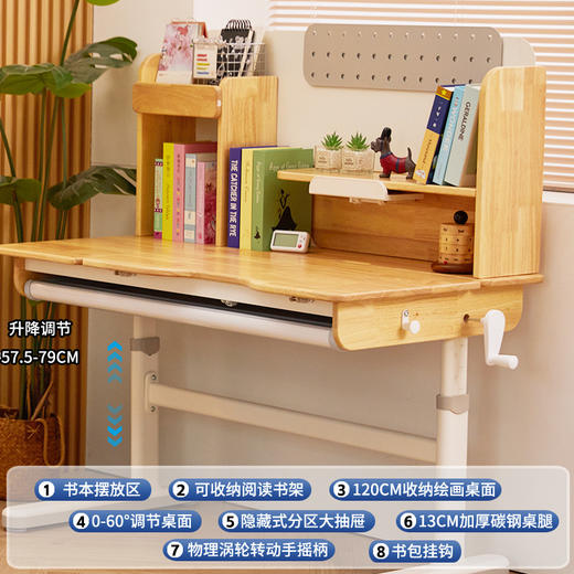 【儿童写字桌椅套装】3-18岁家用学习桌书架 一体桌可升降儿童学习桌椅  商品图2
