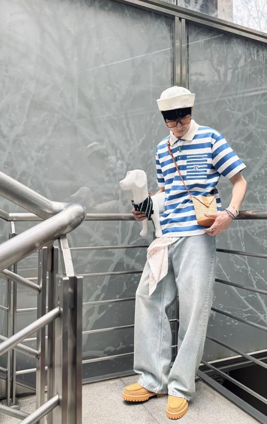 驴家蓝白条纹提花POLO衫（DY） 商品图7