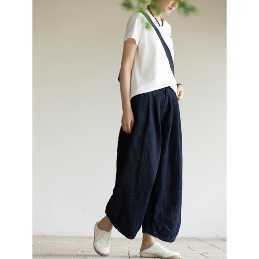 牧衣游原创 净色手工刺绣棉麻长裤 限量福利款 着竹不支持会员折 商品图3