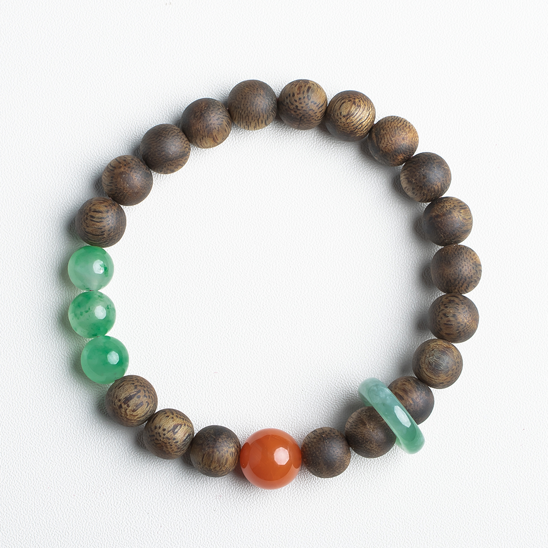 xy0387沉香+南红非洲翠转运手串