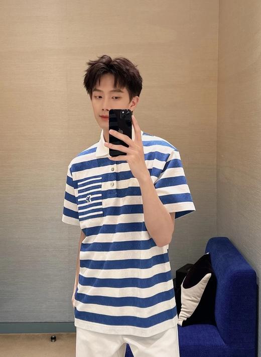 驴家蓝白条纹提花POLO衫（DY） 商品图2