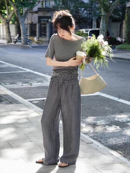 浮生八记/25B101/休闲裤女双腰头西装裤 商品图4