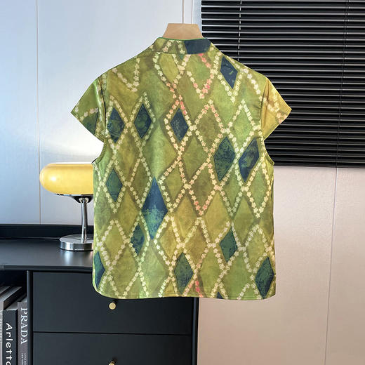 雀说新中式复古改良唐装立领盘扣缎面提花马甲女背心国风马夹上衣AL2797 商品图1