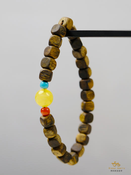 巧也【四雅.韵】7mm奇楠沉香方糖珠配多宝石手珠国风手串禅意风 商品图7