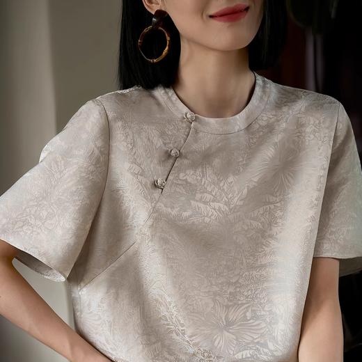 秋知屿风·新中式提花斜襟盘扣短袖 | 把东方诗意穿身上，岁月沉淀的优雅，清凉又贵气【3-5天发货】 商品图2