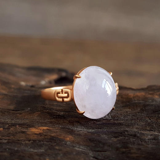 【天然正品】A货翡翠AU750玫瑰金镶天然细腻糯冰种紫罗兰蛋面翡翠戒指12.3*10.7MM（皆取最大值）16号（戒圈可改）女士现售价：2880！090425AH86 商品图2