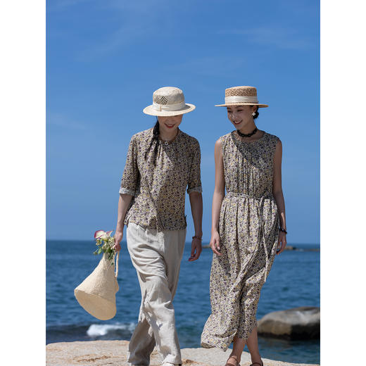 牧衣游原创印花100支进口比马棉套头衫轻薄百搭圆领文艺上衣 云牧 商品图2