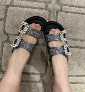 夏日必备  稀罕货   水钻方扣拖鞋  二舅拖沙滩拖鞋