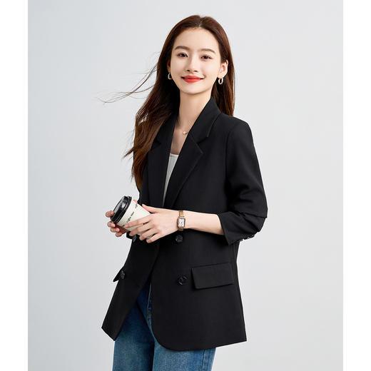 【西服+西裤】罗蒙女士纯色职业西服套装舒适通勤时尚两件套女百搭 商品图9