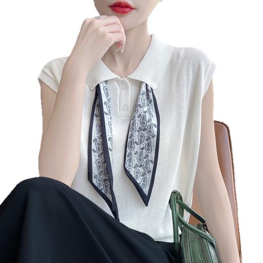 雀说新款飞飞袖T恤衫清凉感薄款莱赛尔天丝女士POLO衫丝巾短袖AL3040 商品图4