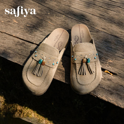 预售|Safiya/索菲娅2025民族风串珠流苏百搭复古懒人外穿休闲勃肯鞋SFD3110152 商品图5