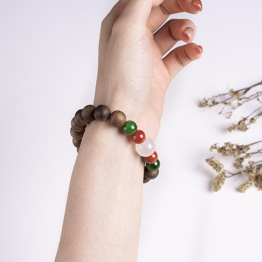 xy0383沉香+月光石碧玉南红手串 商品图8
