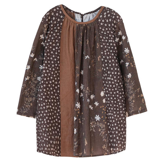 牧衣游原创 印花30支新疆棉套头衫通勤显瘦古朴文艺气质上衣 浅叙 商品图4