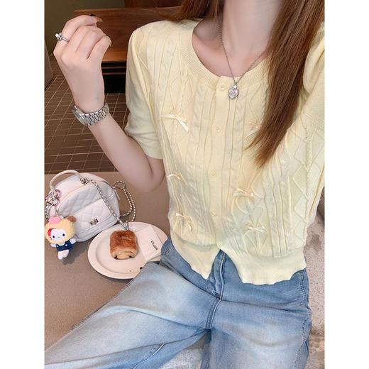 【149元任选2件】 现货！针织蝴蝶结短袖 商品图1