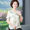W592-5807-72-88夏装中式短袖T恤中老年小个子奶奶桑蚕丝上衣小衫女 商品缩略图2