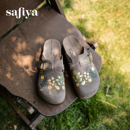预售|Safiya/索菲娅2025时尚烫钻绣花百搭复古外穿包头休闲勃肯拖鞋SFD3110083 商品图2