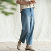 牧衣游原创 净色纯棉牛仔裤新款宽松文艺复古显瘦百搭休闲裤 朴甜 商品缩略图0