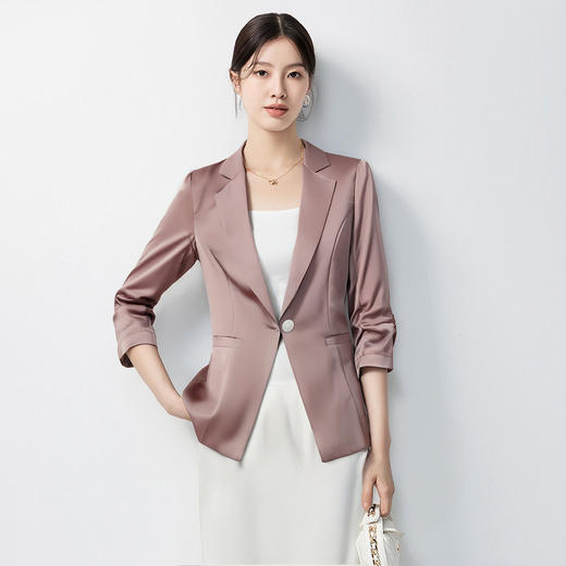 【缎面 七分袖】罗蒙女士西服易打理舒适简约气质百搭西服外套女 商品图5