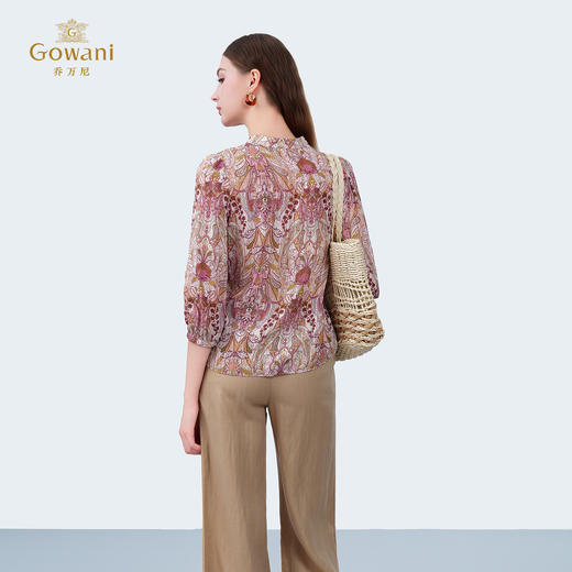 乔万尼新品浪漫氛围感佩斯利纹印花100%真丝上衣衬衫ED2C547 商品图4