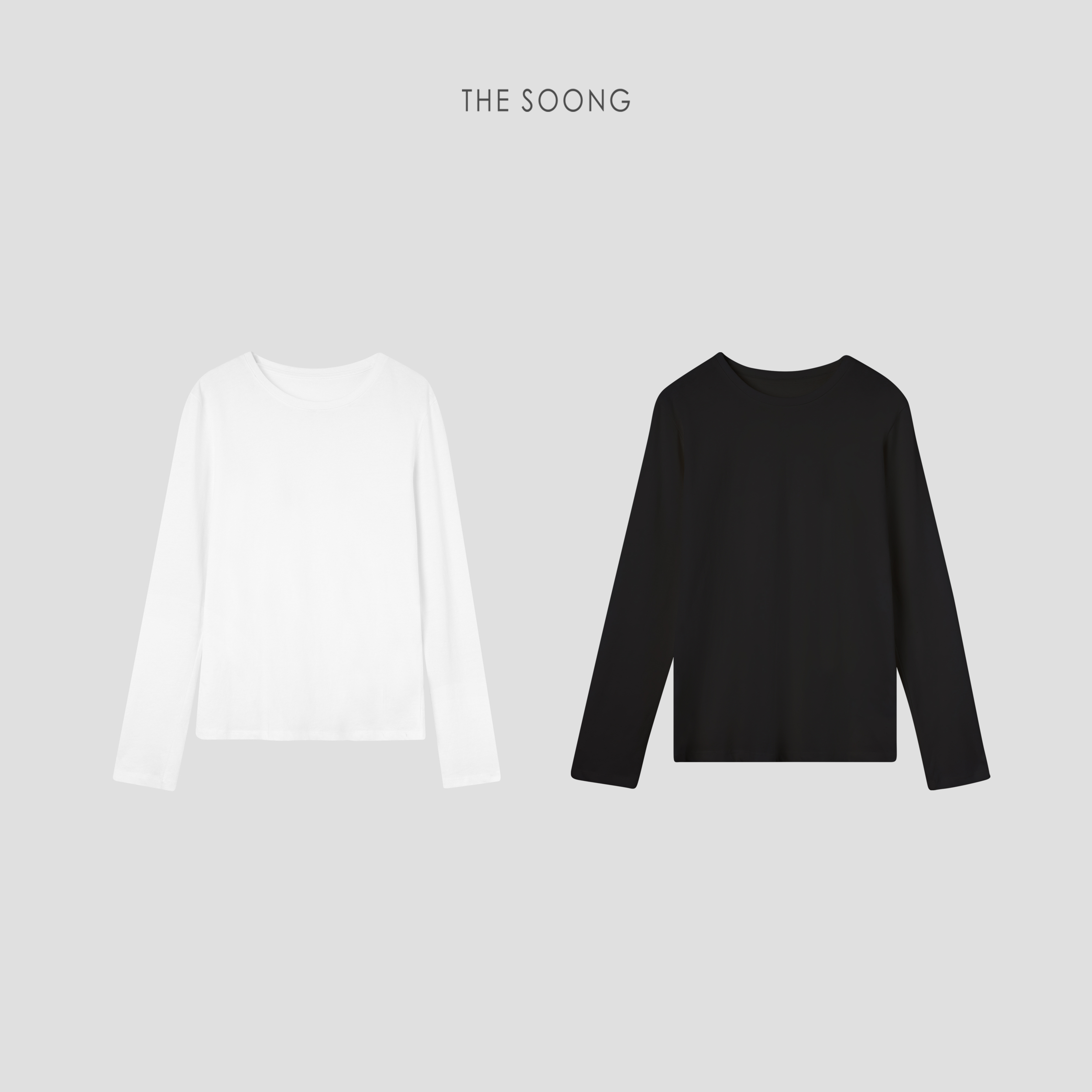 THESOONG|极简公式"经典圆领肤感白色长袖上衣打底衫HWTX5170