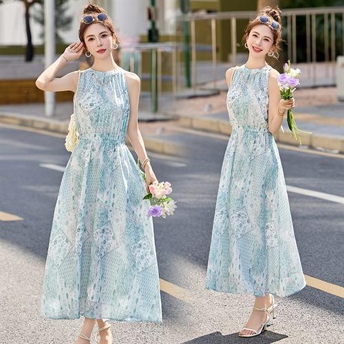 2025夏季新款波西米亚长裙感无袖印花连衣裙YAX2515 商品图4