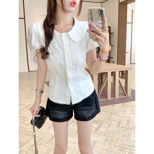 <曾小咸推荐>3.30现货秒杀 ！微信超特价！韩系娃娃领泡泡袖衬衫 日常169.99 立减80 秒杀89.99！！ 商品图2