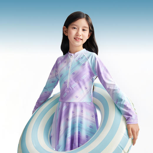 女童连体长袖泳衣套装夏季新款安奈儿童装JG527058 商品图2