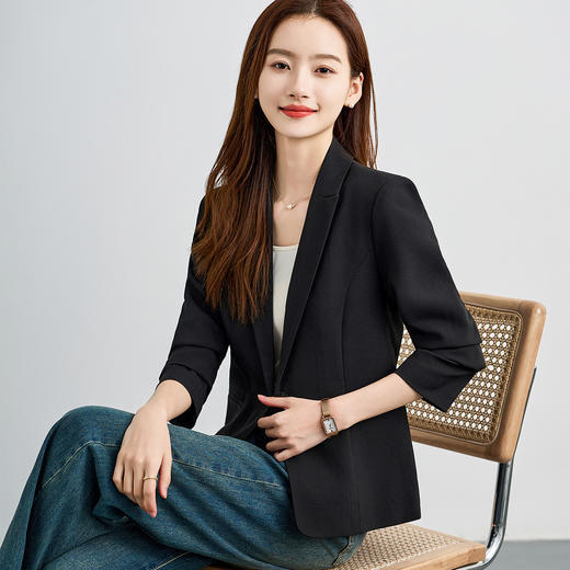 【易打理】罗蒙女士西服简约大方一粒扣百搭通勤气质单件西服外套女 商品图7