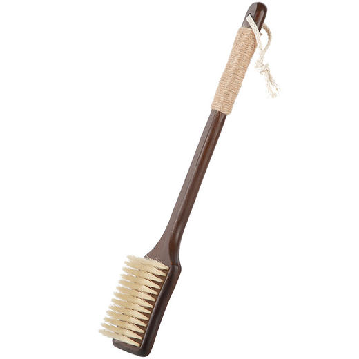 【软/硬猪鬃可选】MUXIAO沐晓猪鬃毛沐浴刷，加长楠竹手柄干湿两用，按摩皮肤，搓泥祛垢刷背疏通毛孔。天然动物毛，遇水变软，防滑麻绳+悬挂绳。 商品图4