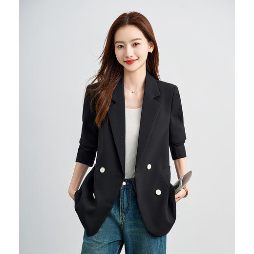 【气质 双排扣】罗蒙女士西服简约通勤百搭舒适面试工作女上装 商品图8
