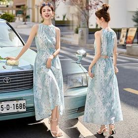 2025夏季新款波西米亚长裙感无袖印花连衣裙YAX2515