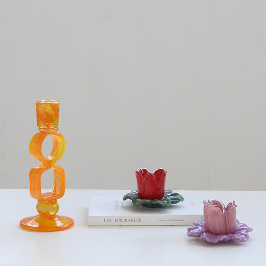 北欧ins风彩色玻璃烛台网红餐厅创意烛台摆件简约婚庆烛台装饰品 商品图4
