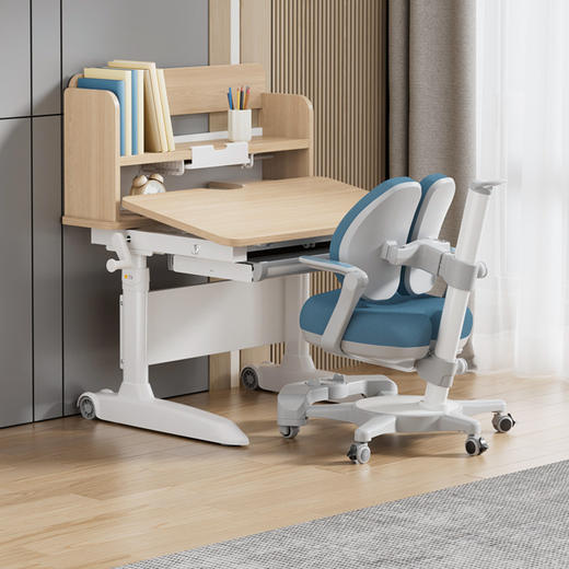 【儿童学习书桌可升降实木课桌家用小学生写字套装 商品图8