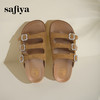 Safiya/索菲娅2025时尚水钻一字带百搭外穿休闲平底复古拖鞋SFD2110416 商品缩略图0