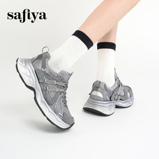 Safiya/索菲娅2025潮流机能透气显脚小百搭运动厚底增高老爹鞋SFD3112177 商品图8