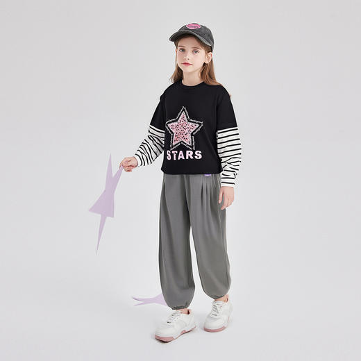 笛莎Deesha 童装女童裤子2025秋新款女童宽松针织束脚裤 商品图2