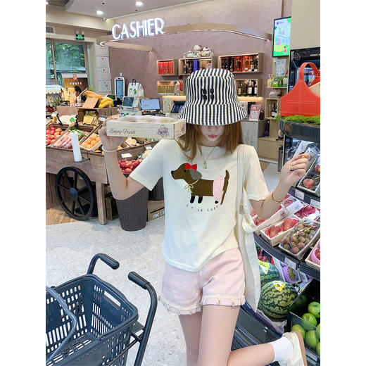 【129元任选2件】现货！腊肠狗印花短袖T 商品图2