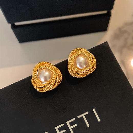 雀说 S925纯银绝美银色蕾丝珍珠耳钉RF1135 商品图6