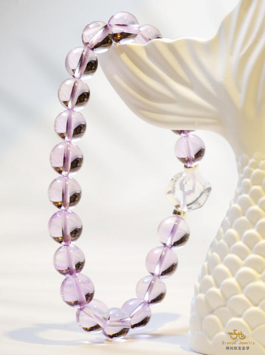巧也【紫嫣缀雪】8mm紫水晶配方糖白水晶手珠九紫离火运上案系列国风手串禅意风 商品图8